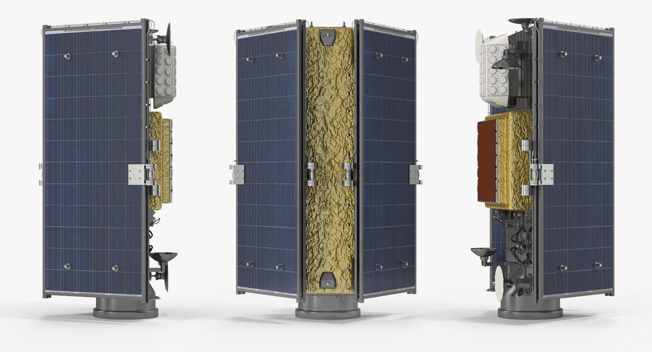 Satellite with Collapsed Solar Panels 3D