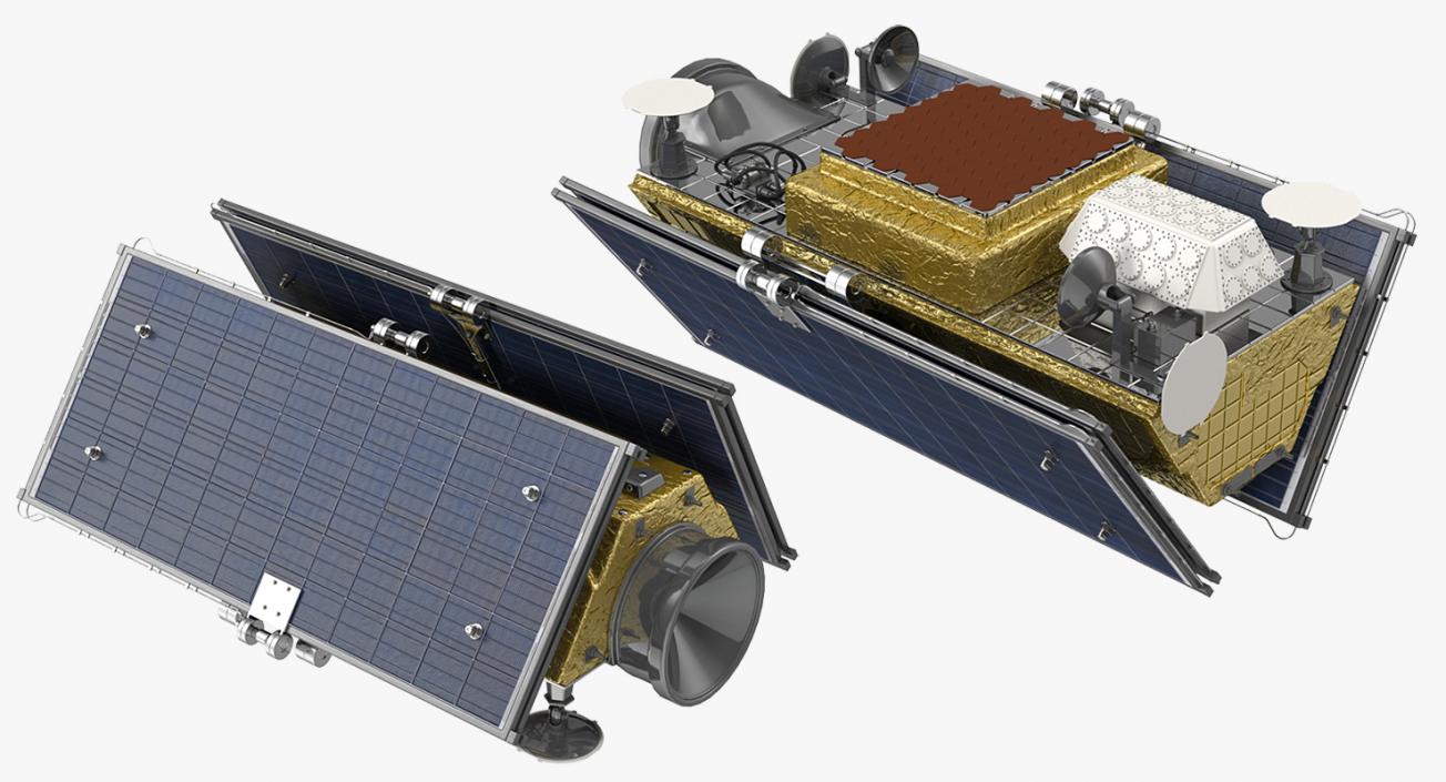 Satellite with Collapsed Solar Panels 3D