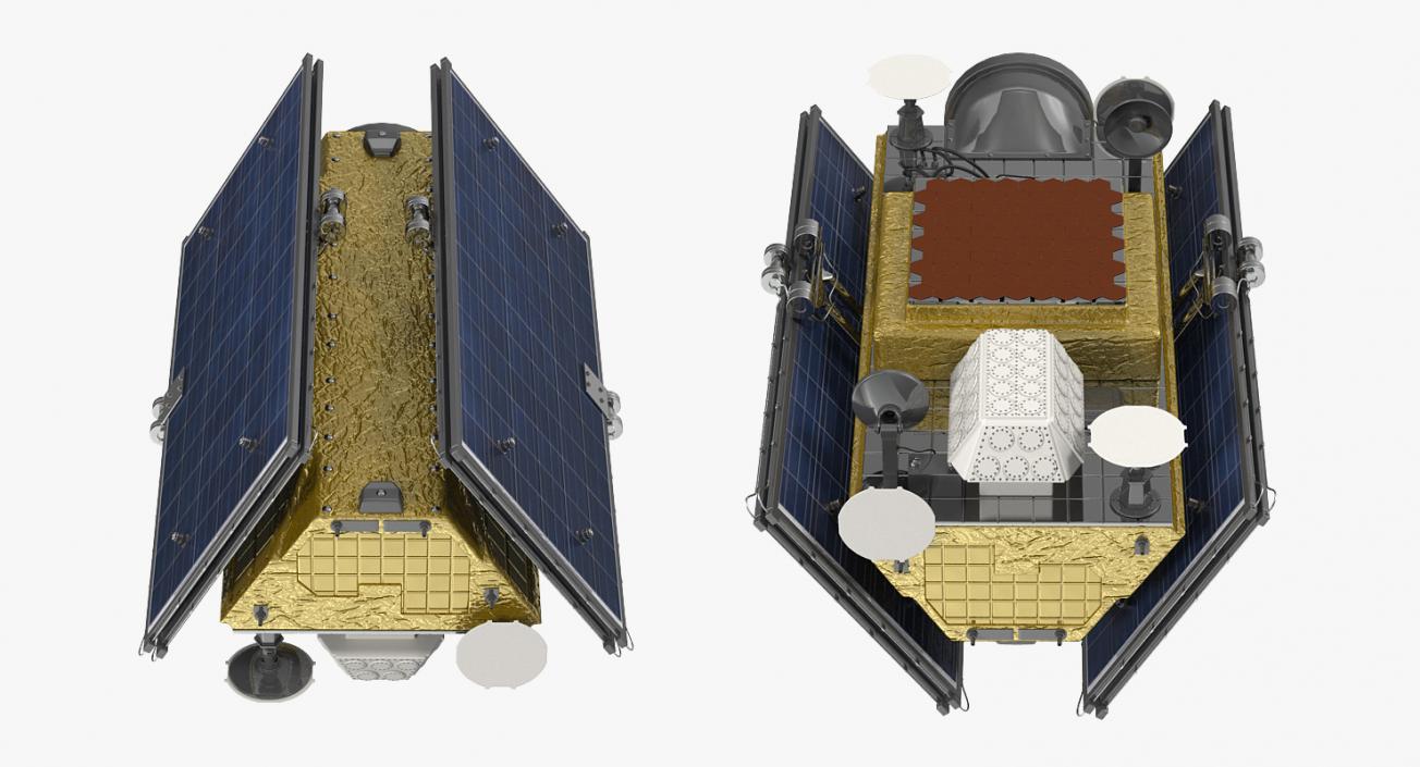 Satellite with Collapsed Solar Panels 3D