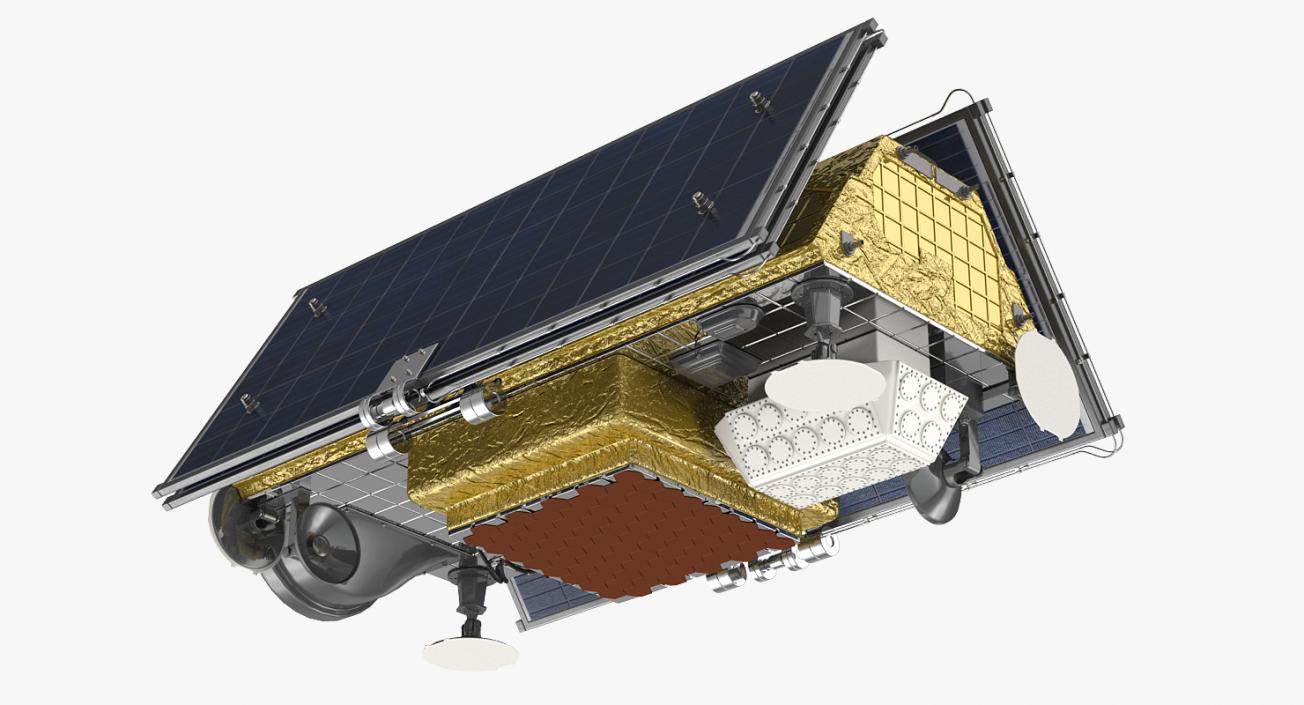 Satellite with Collapsed Solar Panels 3D