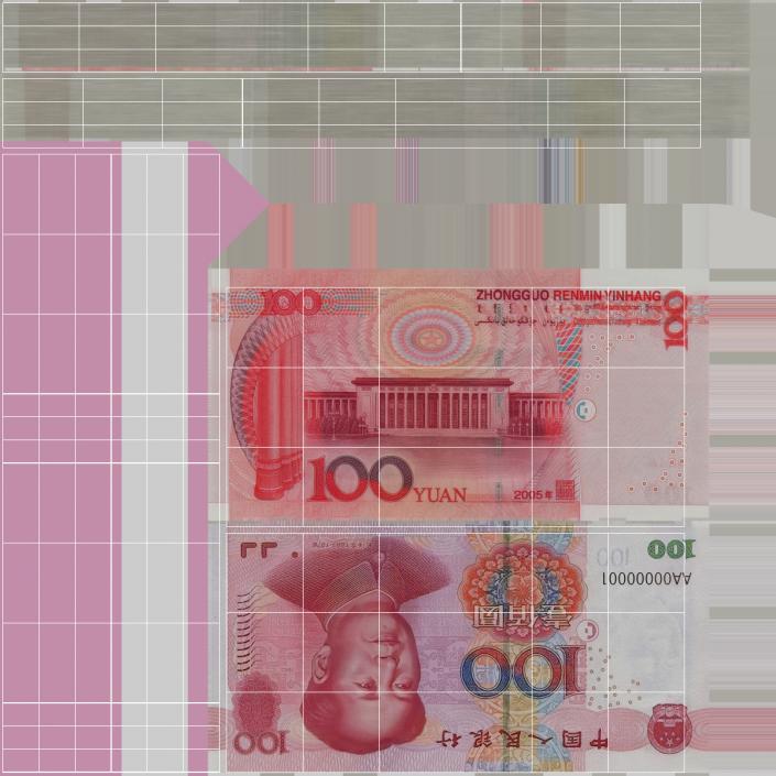 3D model China Currency 100 Yuan Banknotes Pack 2