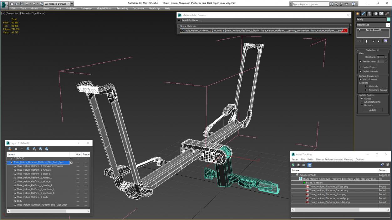 3D model Thule Helium Aluminum Platform Bike Rack Open