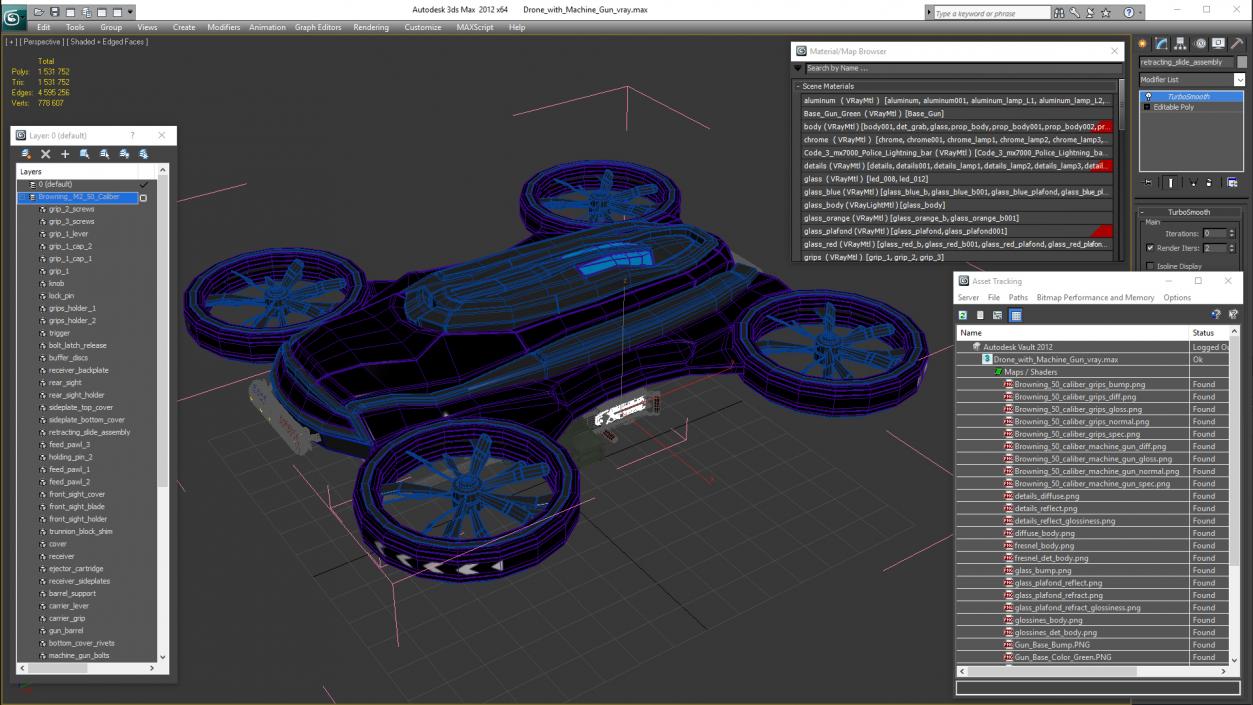 Drone with Machine Gun 3D