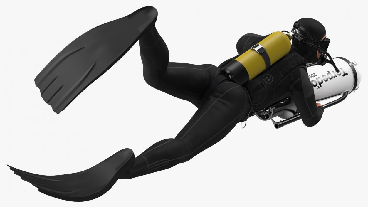 3D Diver with Underwater Scooter Torpedo2000 Rigged model