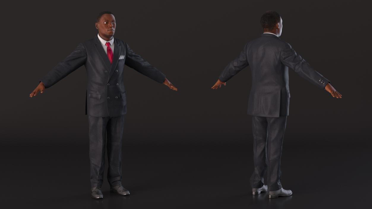 3D Stylish African American Business Man Fur Rigged model