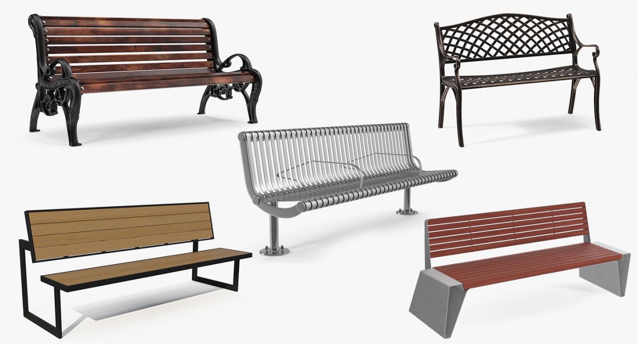 Street Benches Collection 3 3D