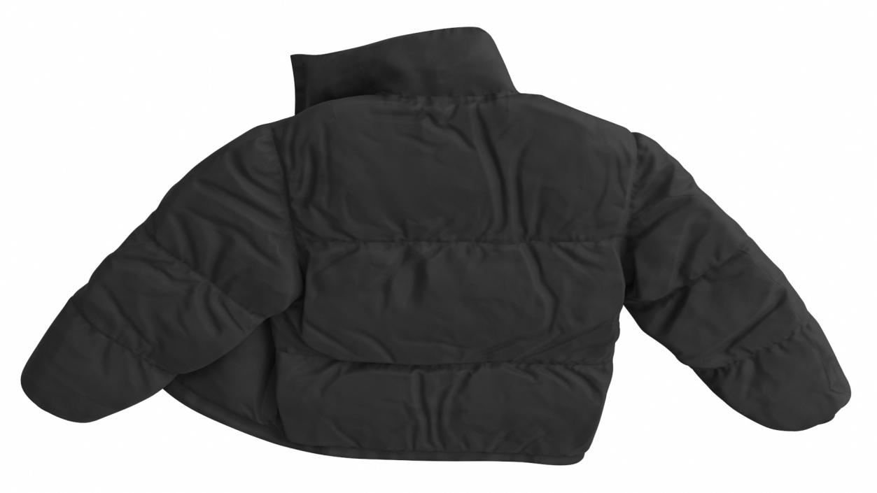 3D Black Mens Down Jacket Laying 2