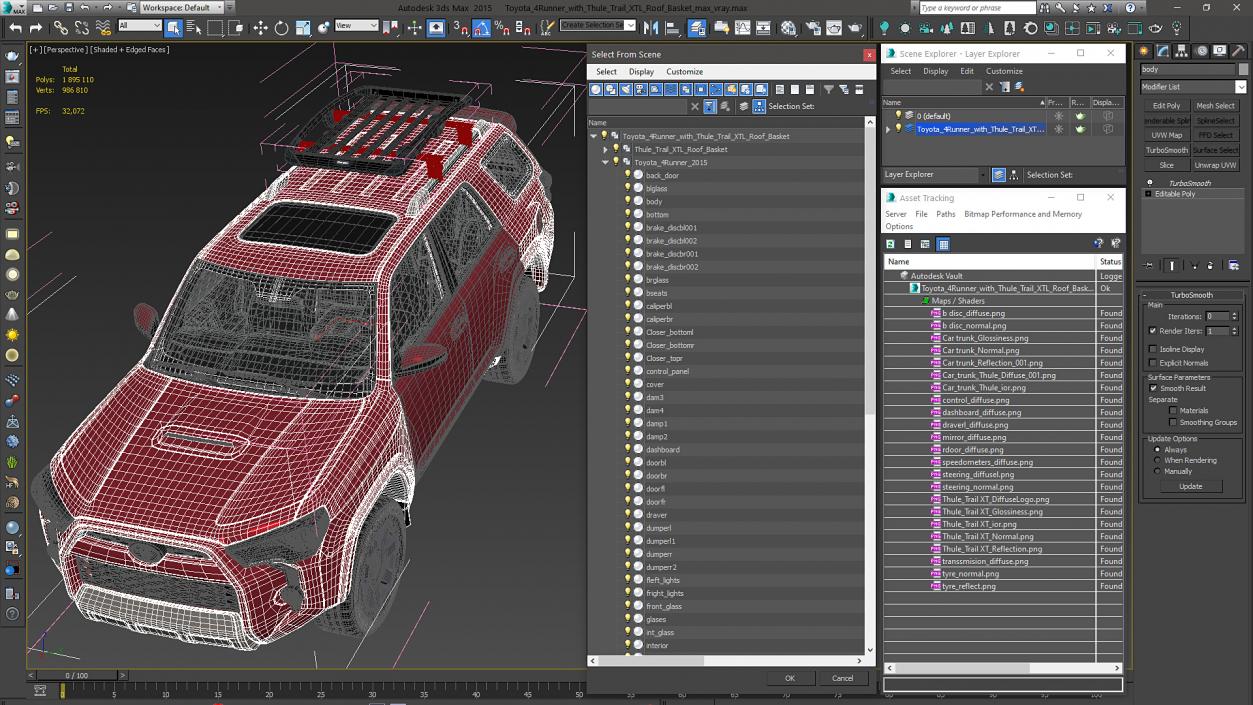 Toyota 4Runner with Thule Trail XTL Roof Basket 3D