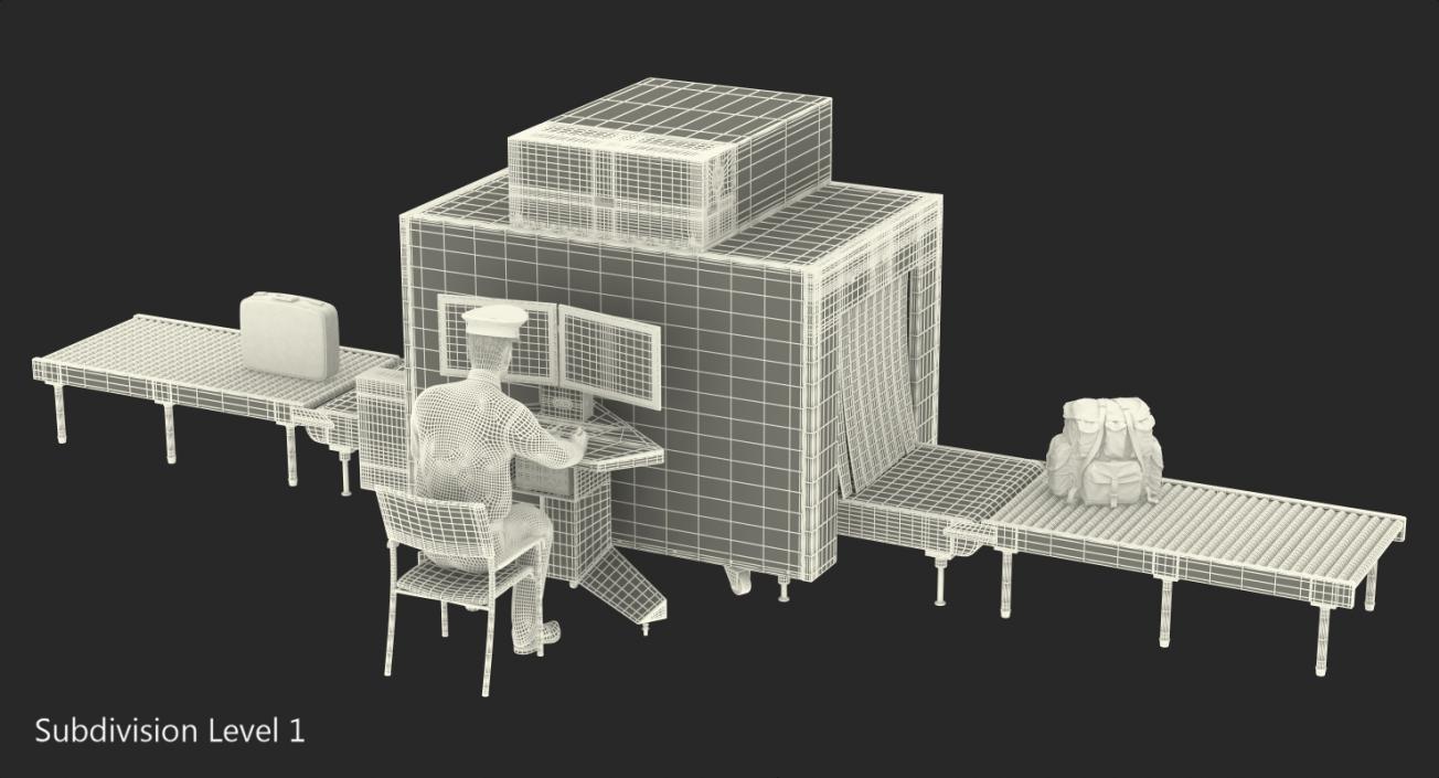 3D Airport Security Officer Xray Baggage Scanning