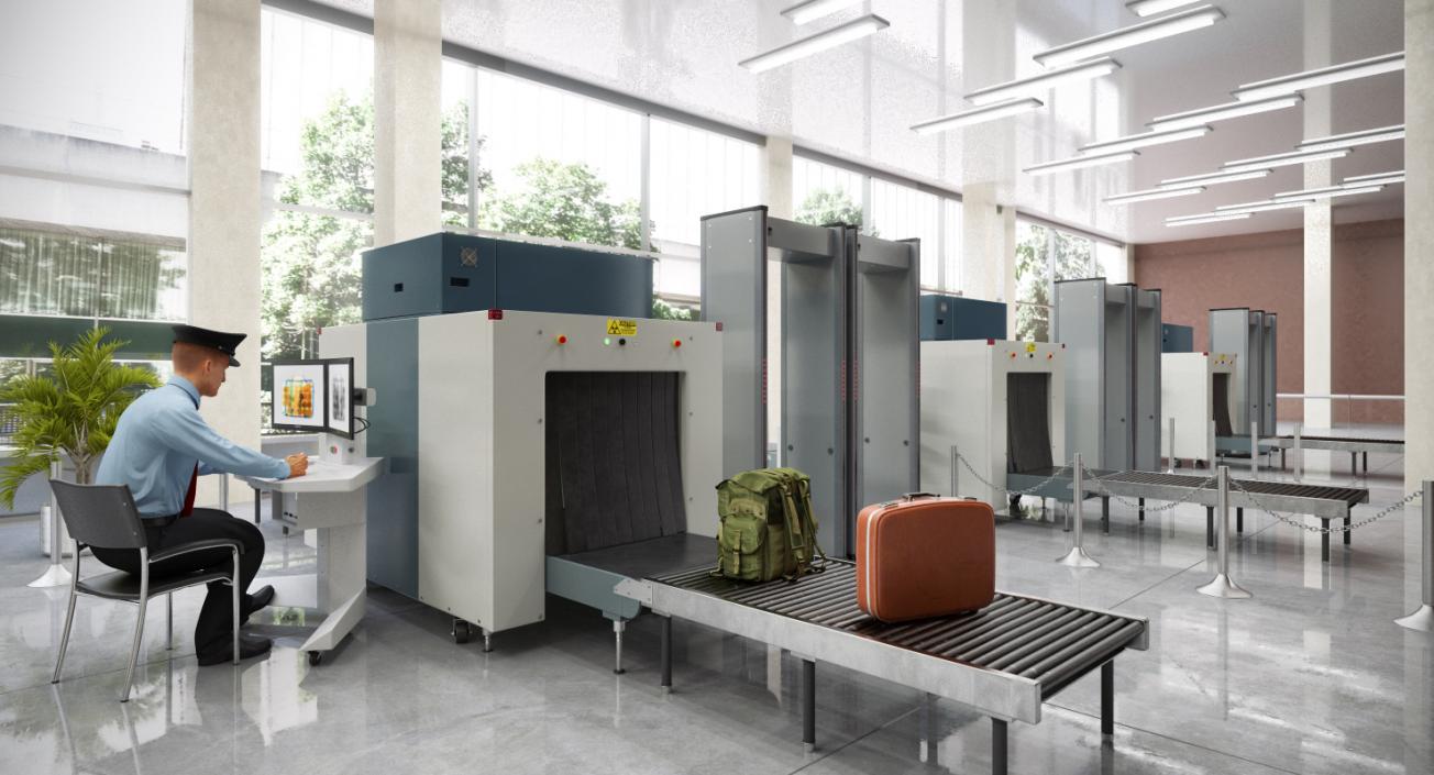 3D Airport Security Officer Xray Baggage Scanning