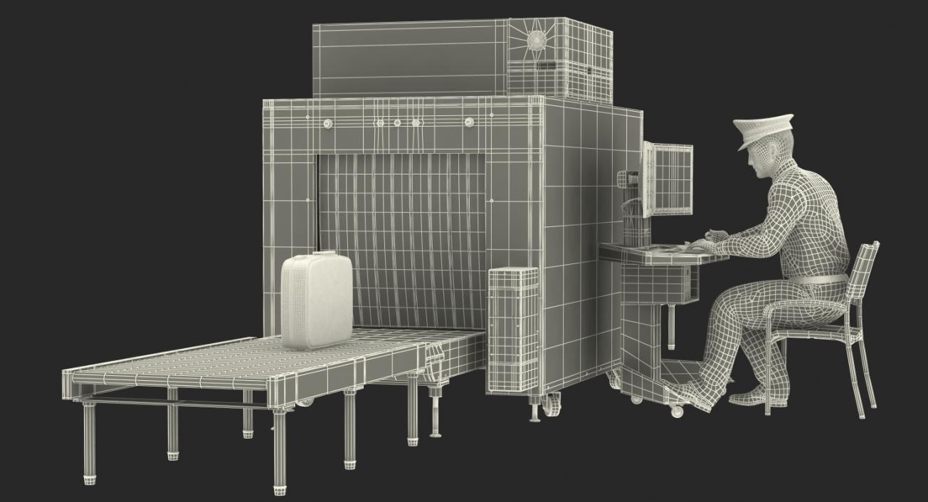 3D Airport Security Officer Xray Baggage Scanning