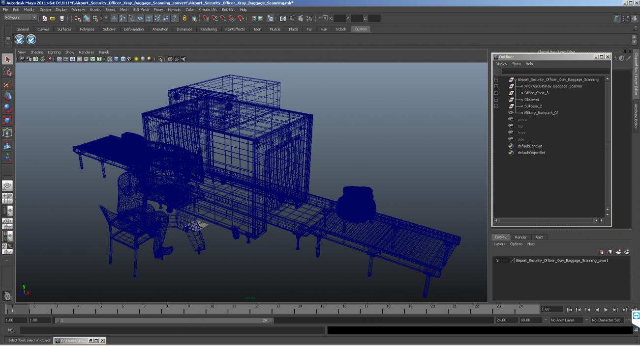 3D Airport Security Officer Xray Baggage Scanning