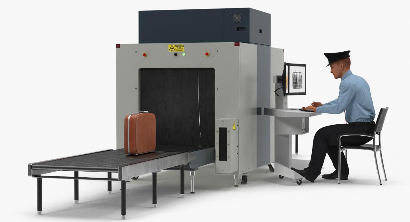 3D Airport Security Officer Xray Baggage Scanning