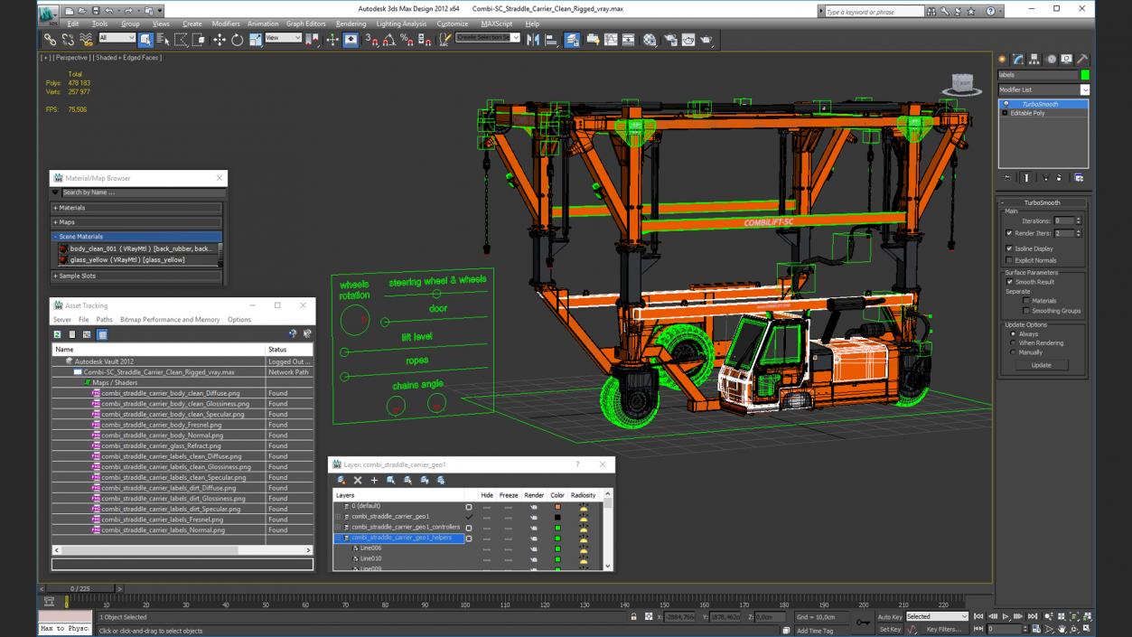 3D Combi-SC Straddle Carrier Clean Rigged model