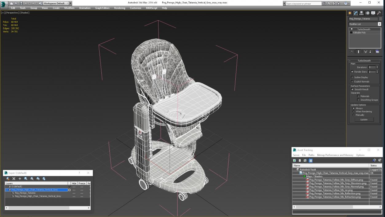 3D Peg Perego High Chair Tatamia Vertical Grey model