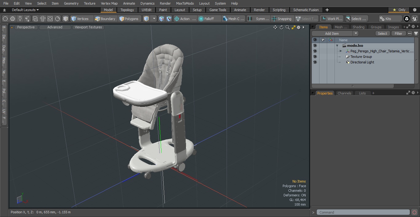 3D Peg Perego High Chair Tatamia Vertical Grey model