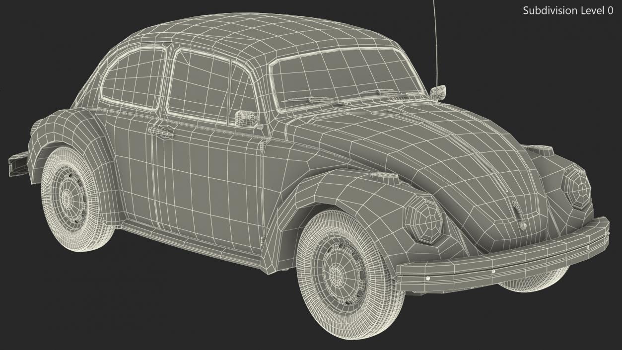 3D model Volkswagen Beetle 1966 Simple Interior Blue 3