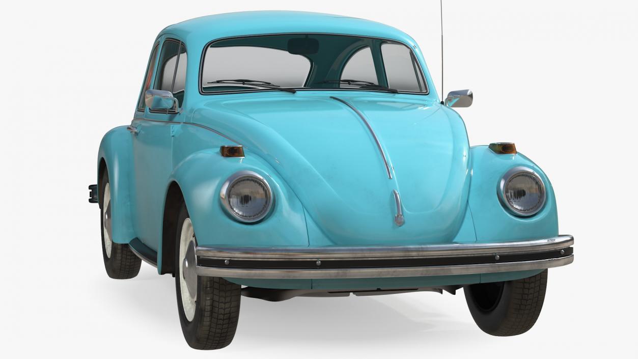 3D model Volkswagen Beetle 1966 Simple Interior Blue 3