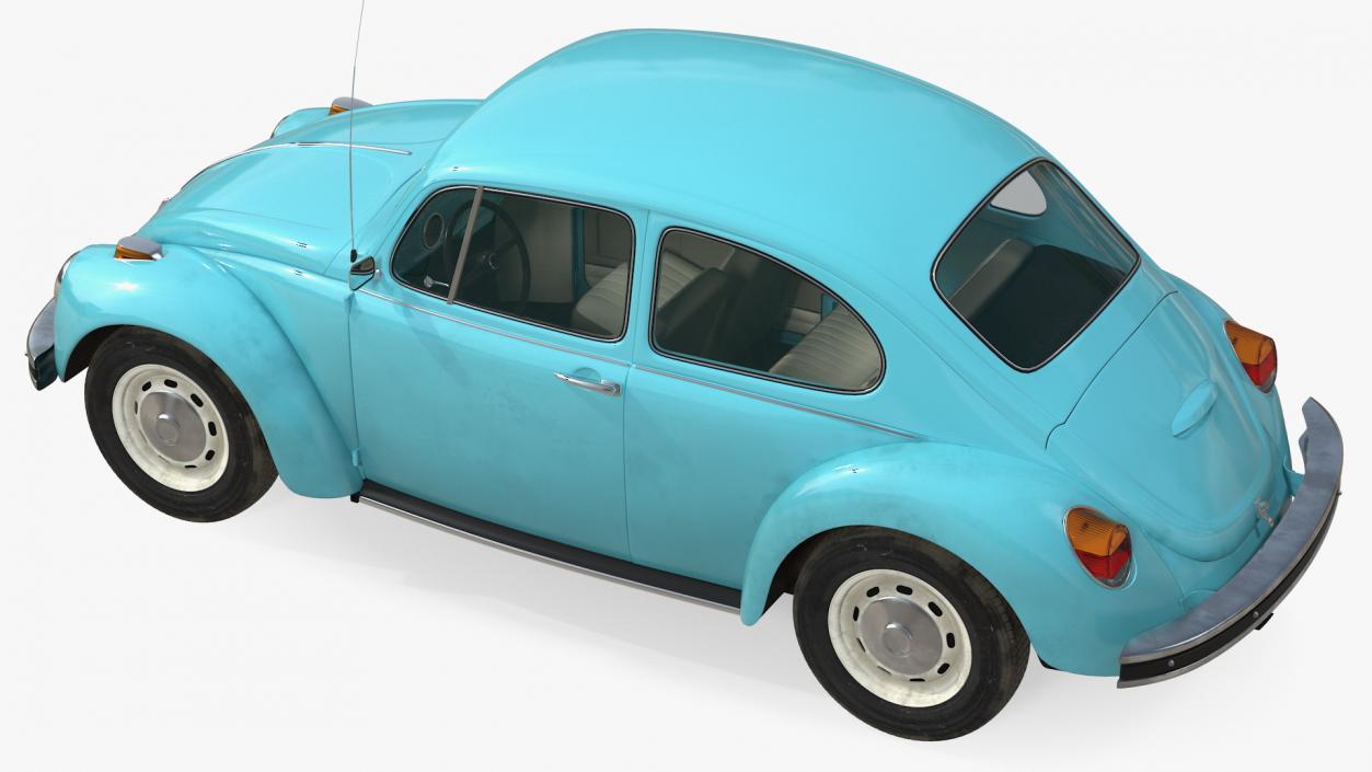 3D model Volkswagen Beetle 1966 Simple Interior Blue 3