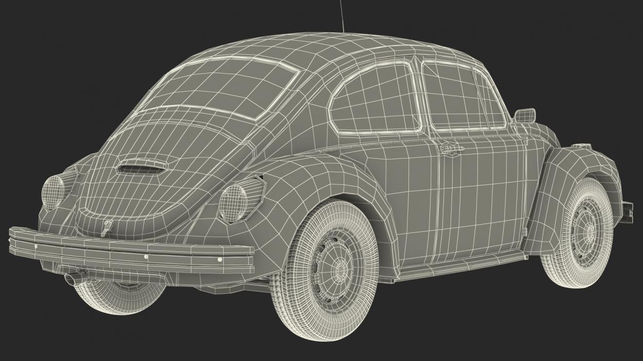 3D model Volkswagen Beetle 1966 Simple Interior Blue 3