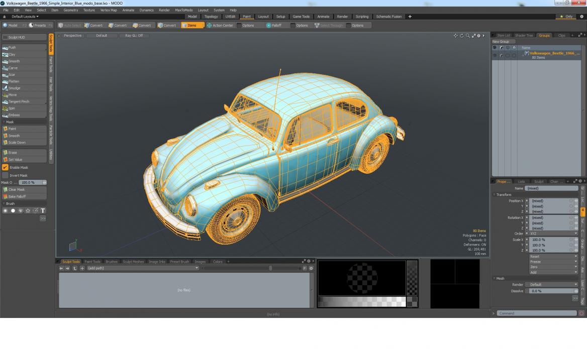 3D model Volkswagen Beetle 1966 Simple Interior Blue 3