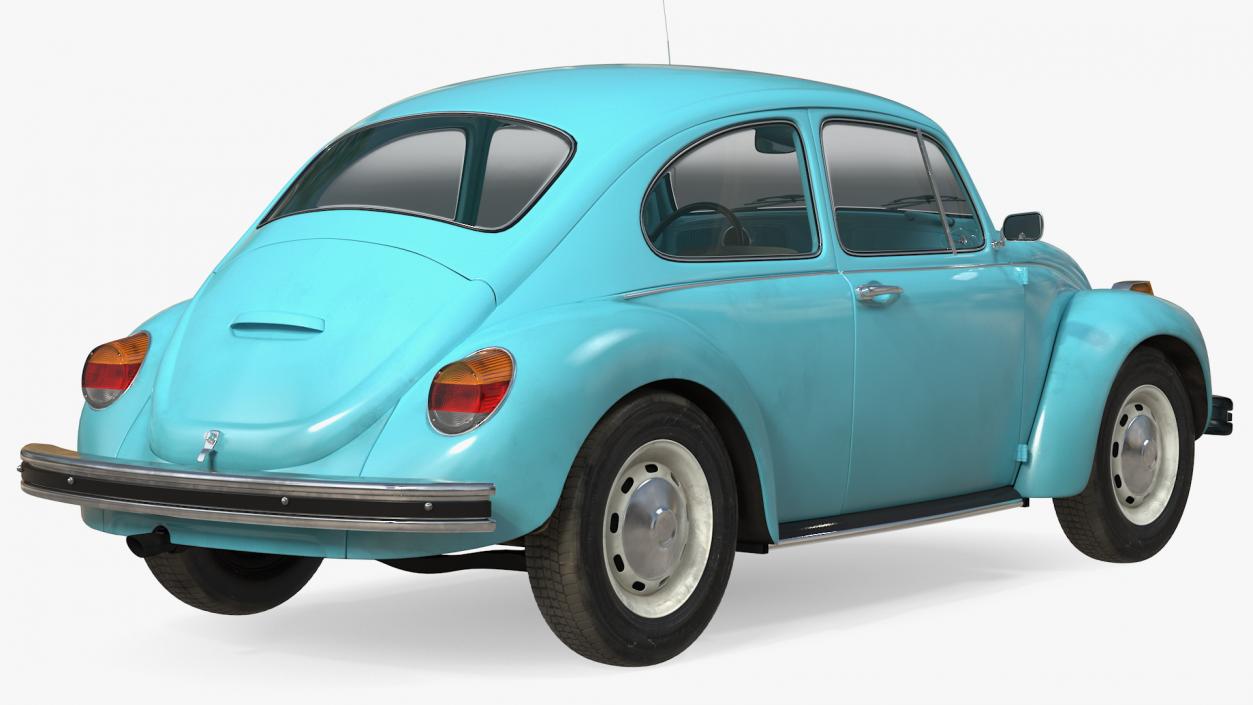 3D model Volkswagen Beetle 1966 Simple Interior Blue 3