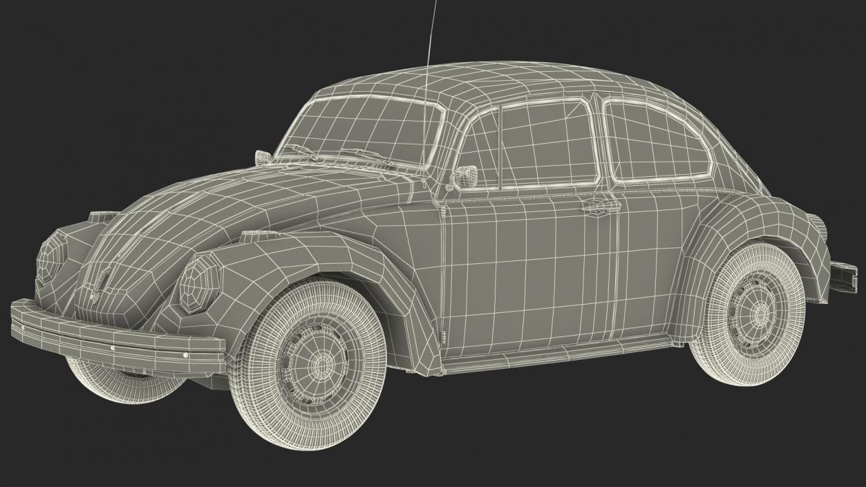 3D model Volkswagen Beetle 1966 Simple Interior Blue 3