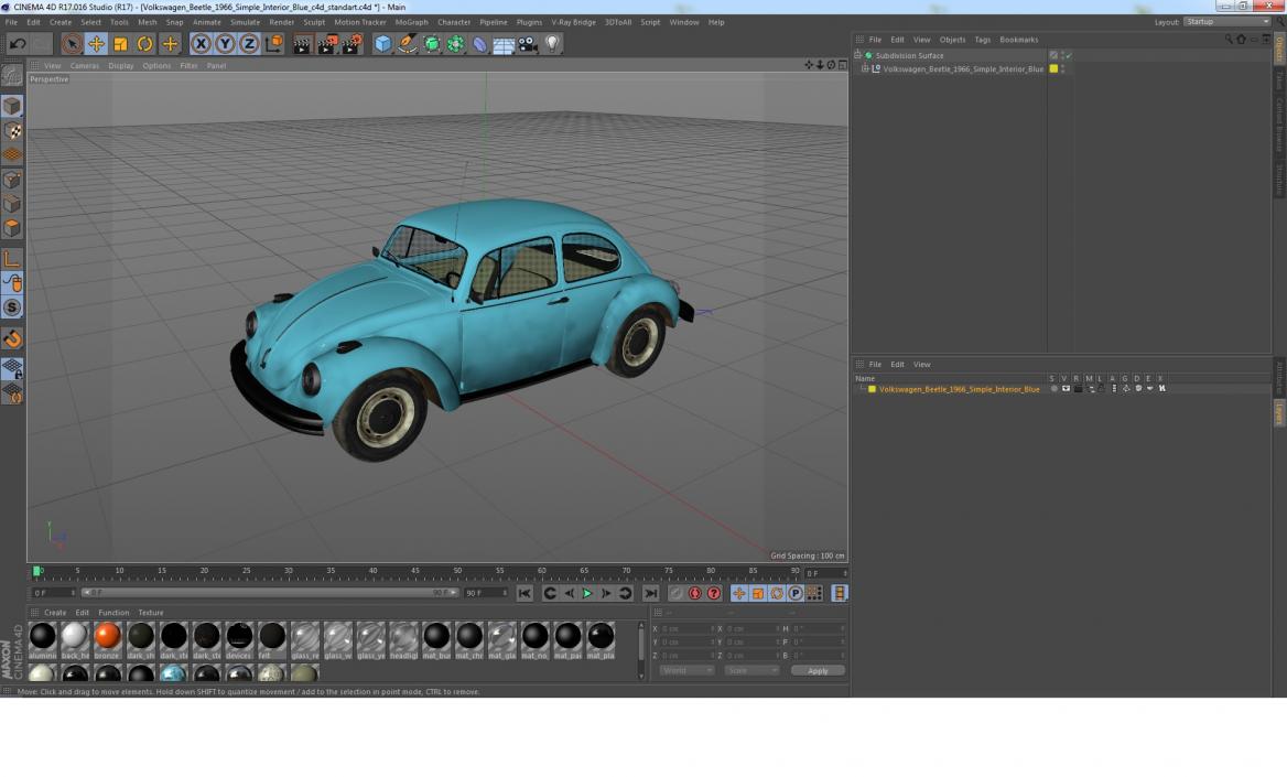 3D model Volkswagen Beetle 1966 Simple Interior Blue 3