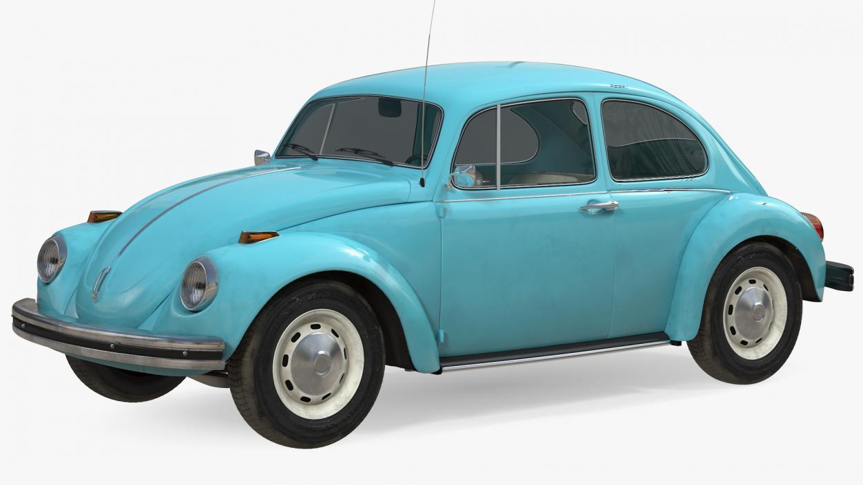 3D model Volkswagen Beetle 1966 Simple Interior Blue 3