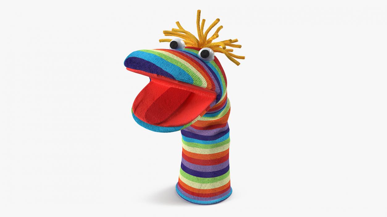 Striped Sock Puppet Boy Rigged for Maya 3D model