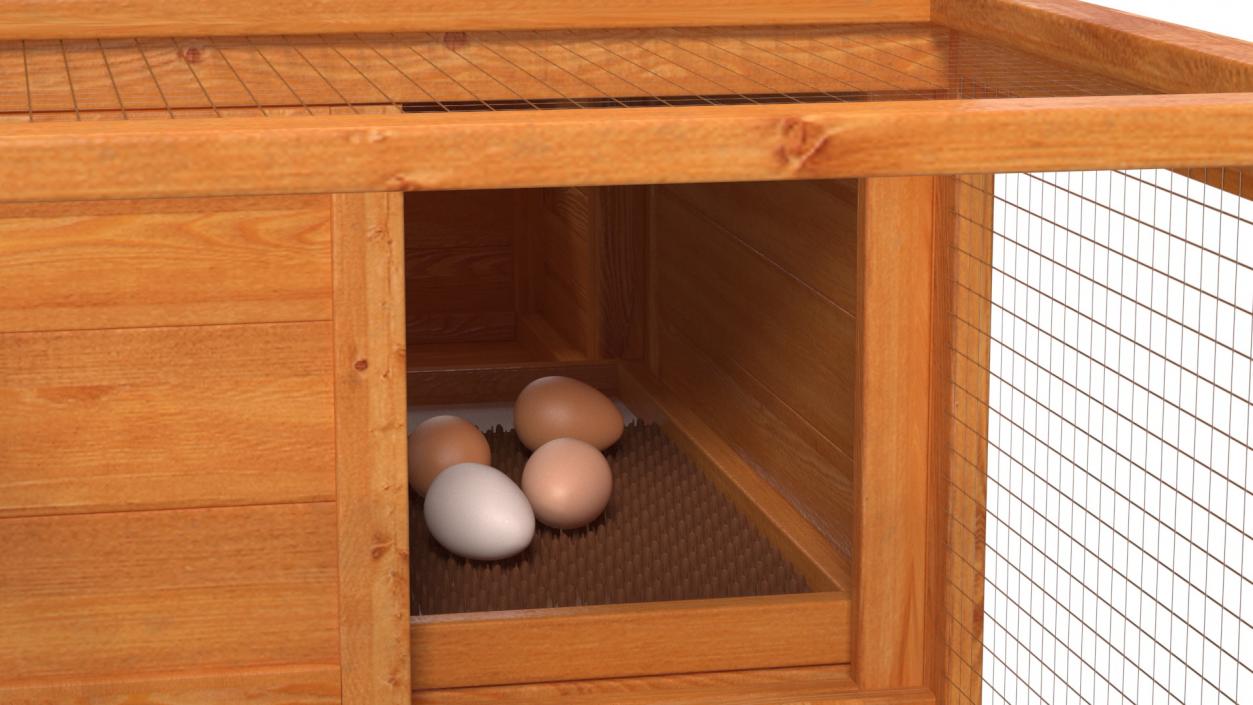 3D Wooden Small Chicken Coop with Chickens Rigged