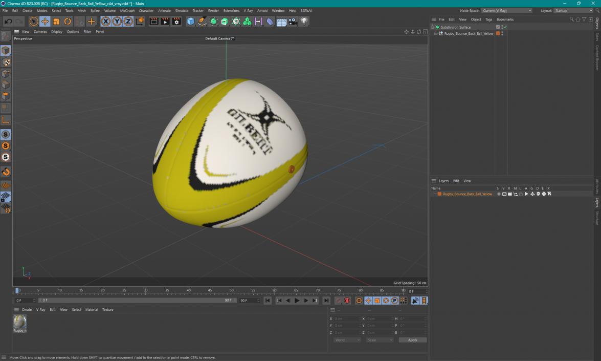 Rugby Bounce Back Ball Yellow 3D model