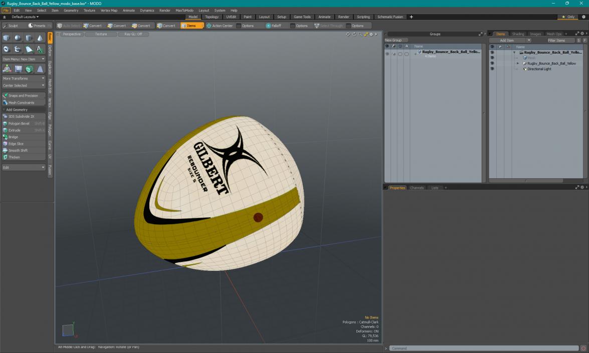 Rugby Bounce Back Ball Yellow 3D model