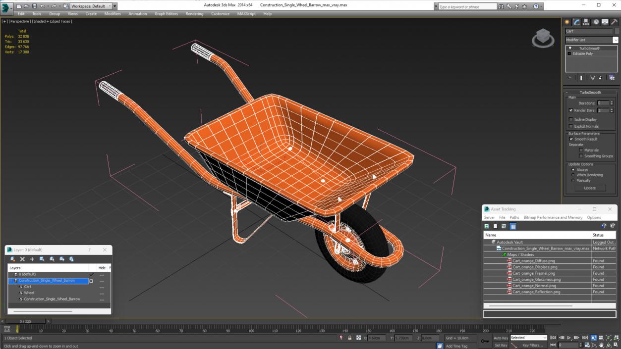 Construction Single Wheel Barrow 3D