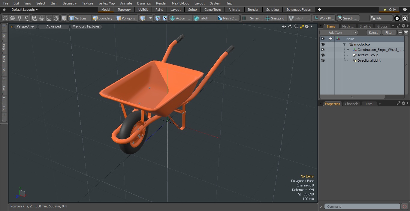 Construction Single Wheel Barrow 3D