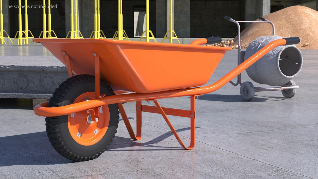 Construction Single Wheel Barrow 3D