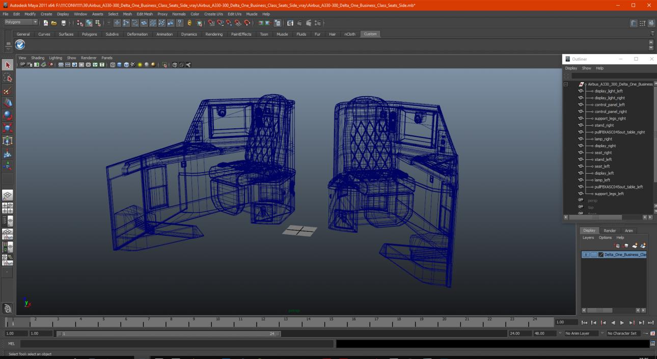 3D Airbus A330-300 Delta One Business Class Seats Side