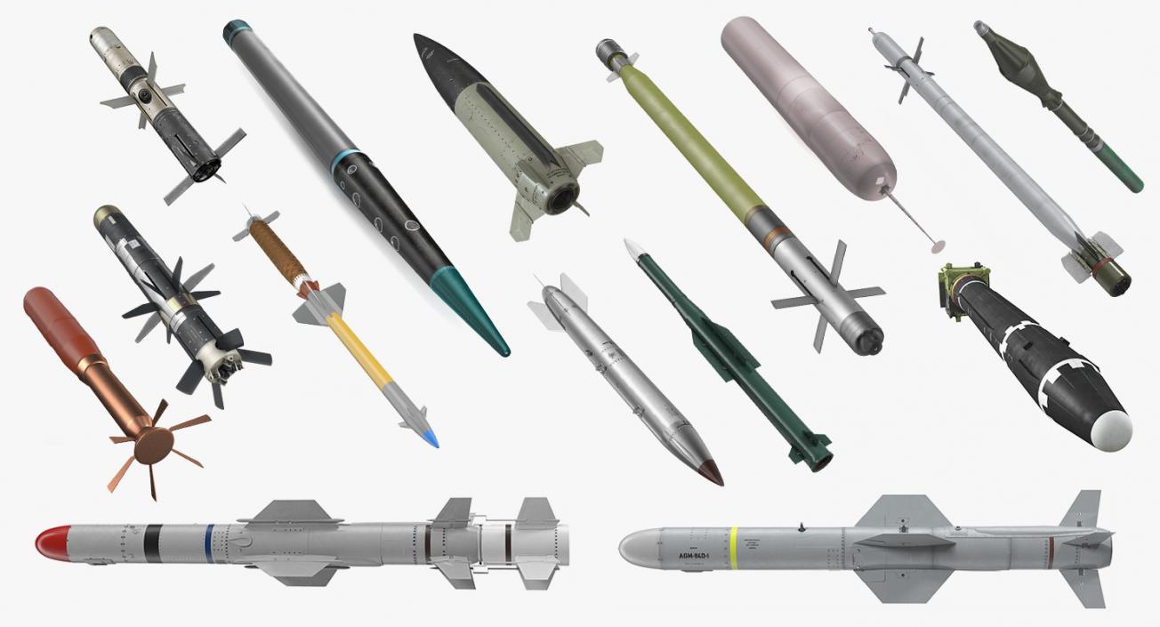 3D Millitary Missiles and Rockets Collection 6 model