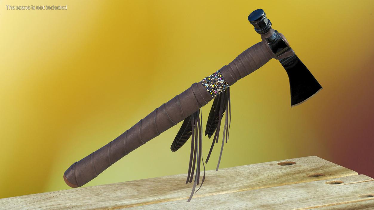 3D Tomahawk Weapon Dark Leather model