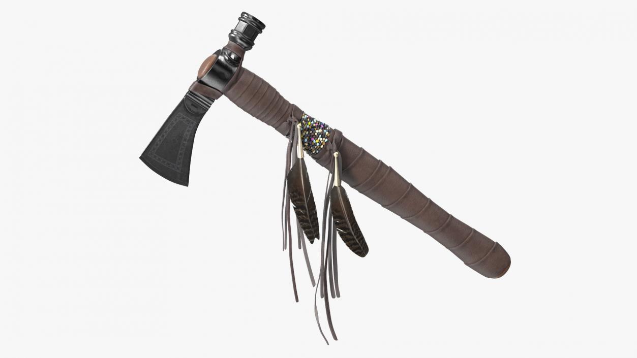 3D Tomahawk Weapon Dark Leather model