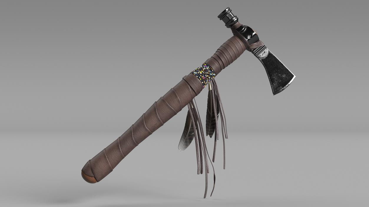 3D Tomahawk Weapon Dark Leather model