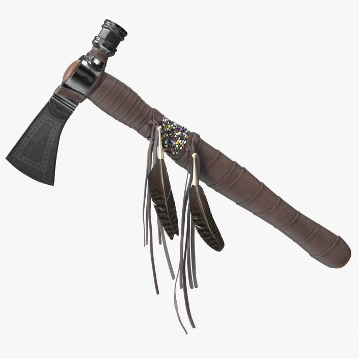 3D Tomahawk Weapon Dark Leather model