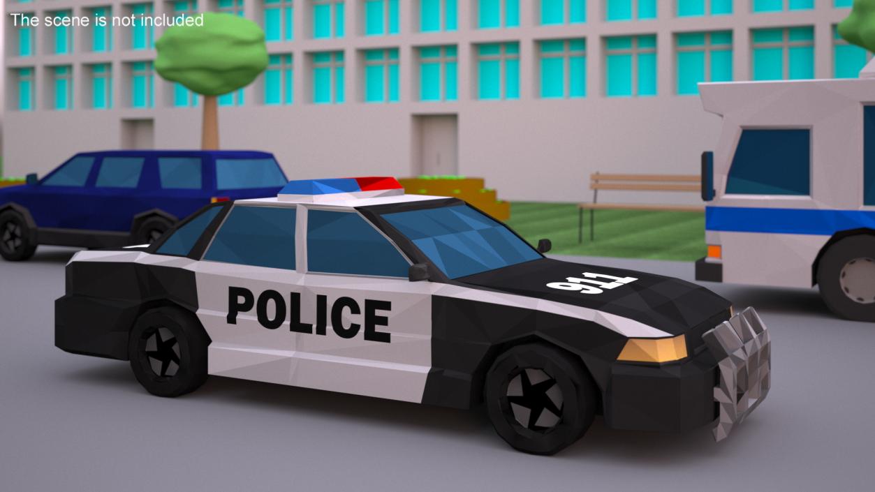 Low Poly Stylized Model Police Car 3D model