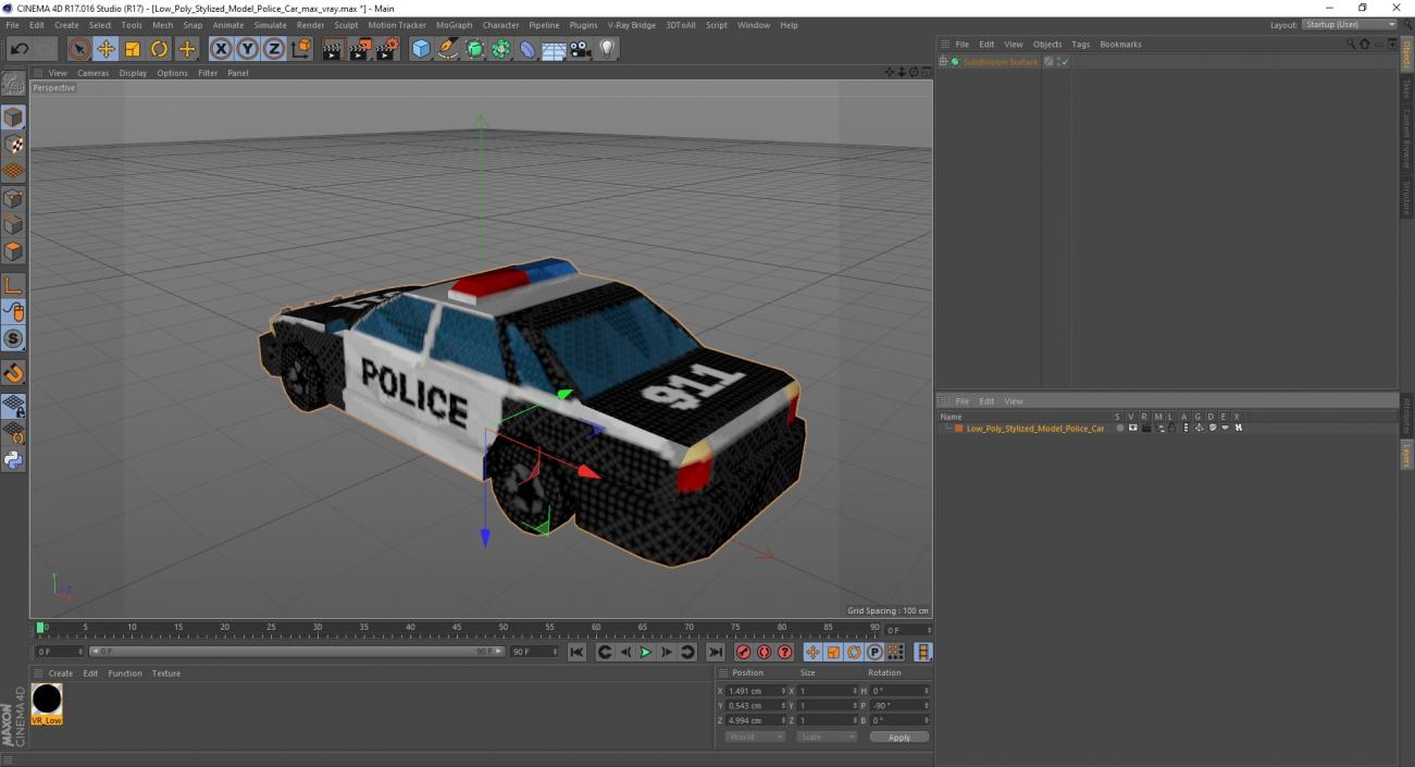 Low Poly Stylized Model Police Car 3D model