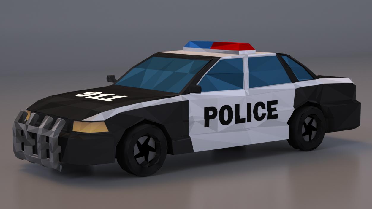 Low Poly Stylized Model Police Car 3D model