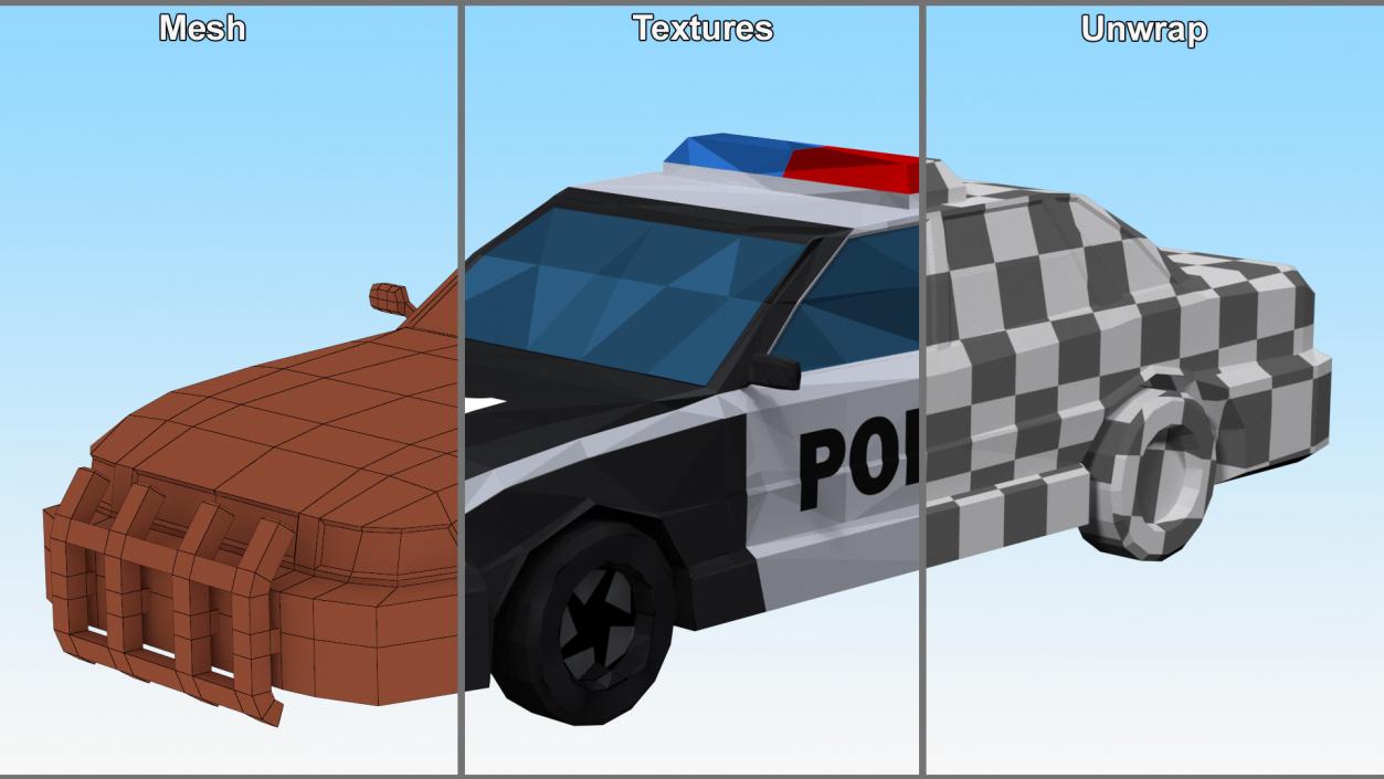 Low Poly Stylized Model Police Car 3D model