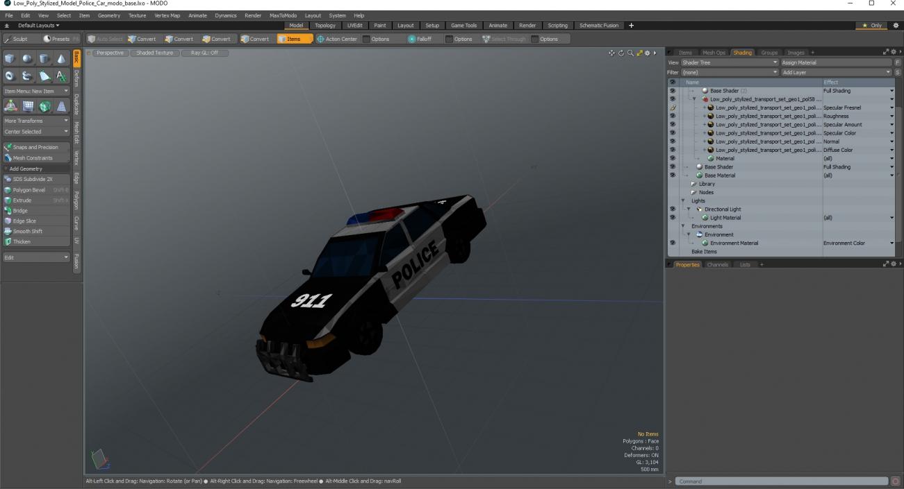 Low Poly Stylized Model Police Car 3D model