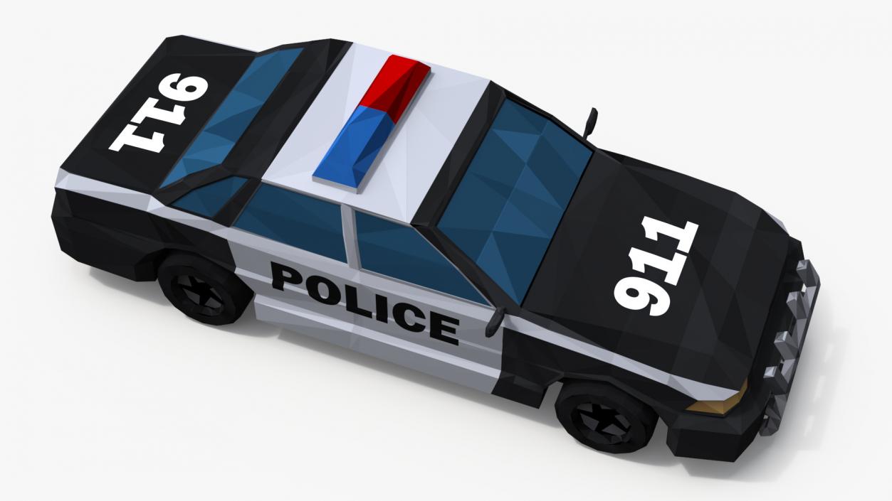 Low Poly Stylized Model Police Car 3D model