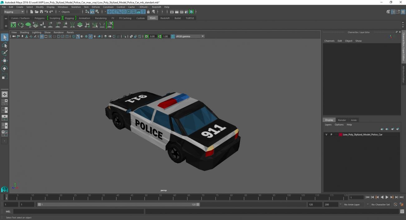 Low Poly Stylized Model Police Car 3D model