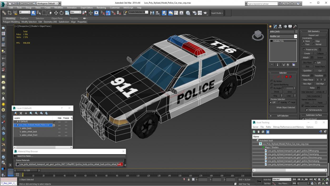 Low Poly Stylized Model Police Car 3D model